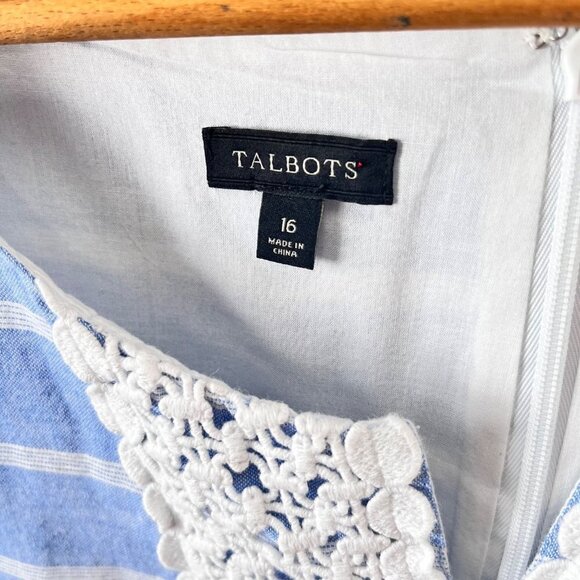 Talbots Linen Blend Coastal Crochet Detail Dress- Size 16 - Picture 3 of 5